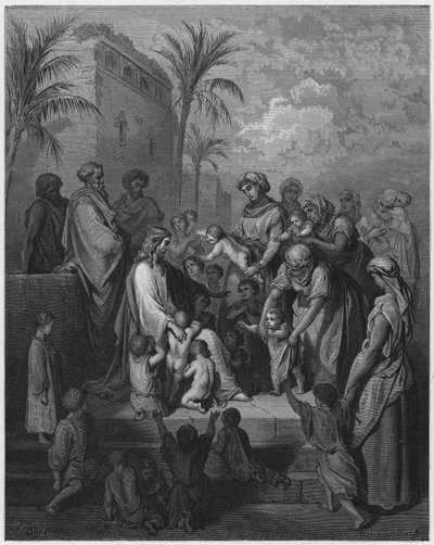 Jezus zegent de kinderen door Gustave Dore